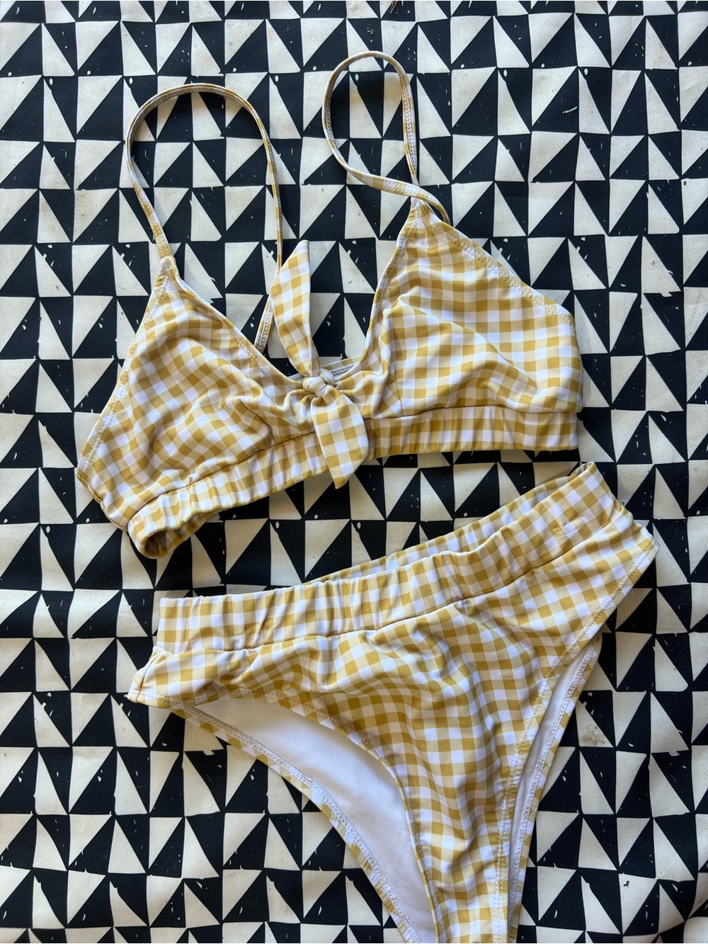 Yellow Gingham Two-Piece Bikini Set| boutique brand